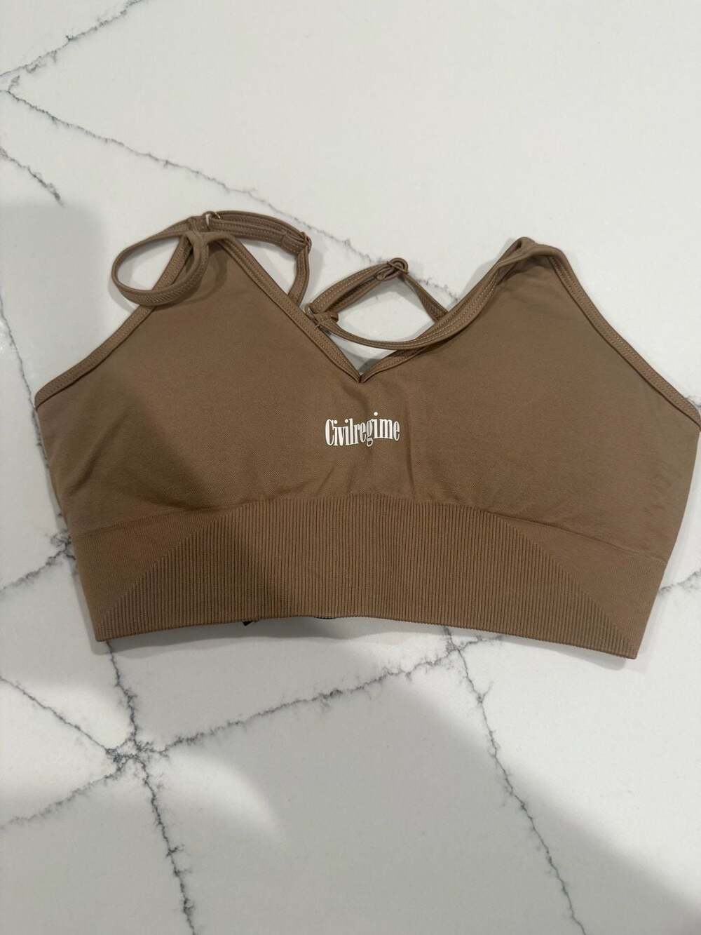 Civil Regime Women's Seamless V-Neck Sports Bralette Tan